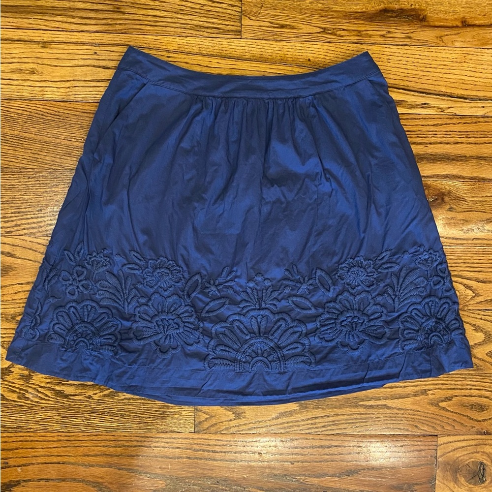 Boden Navy Embroidered Floral Mini Skirt - Size 8